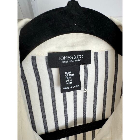 Jones & Co Women's Striped Button-Up Blouse Shirt Size Medium Satin-Feel - Picture 4 of 9